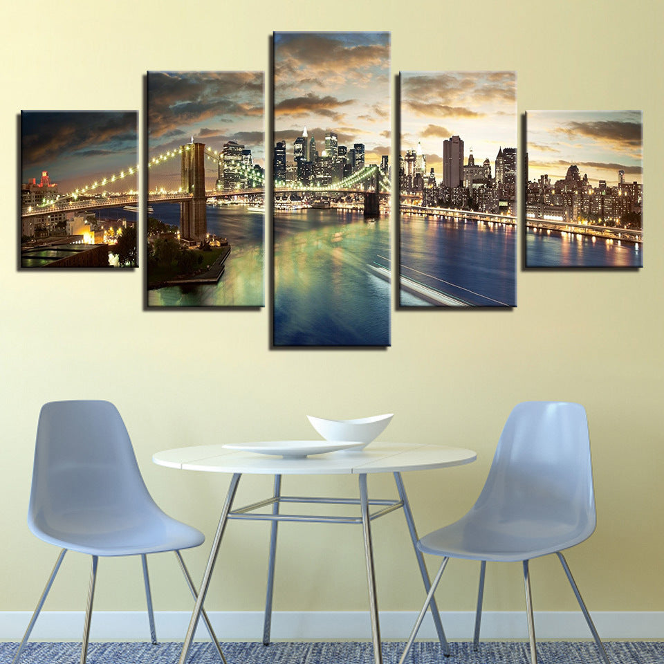 City Bridges at Night - Canvas Wall Art Painting