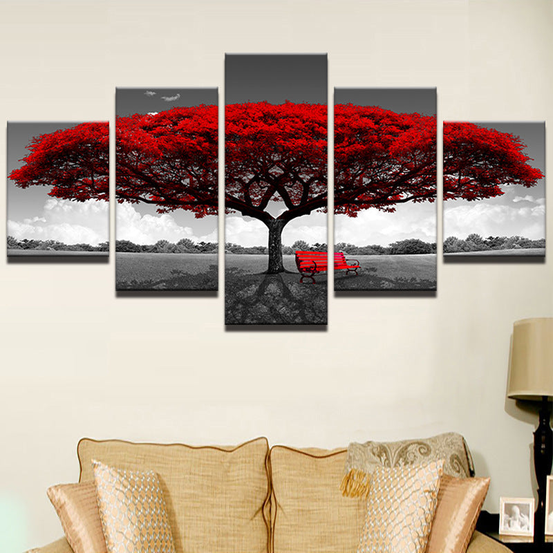 Big Tree with Red Leaves - Canvas Wall Art Painting