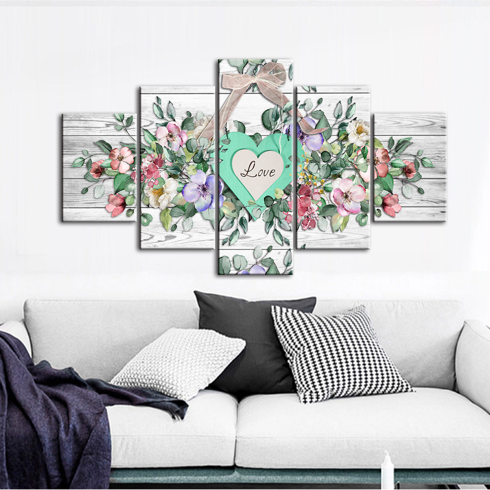 Heart Shaped Flowers - Canvas Wall Art Painting