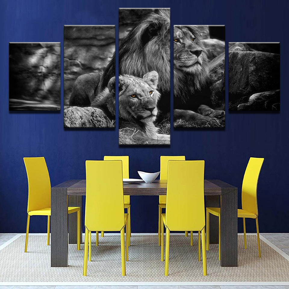 Two Lions  - Canvas Wall Art Painting