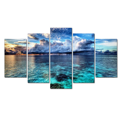 Blue Sea with Clouds - Canvas Wall Art Painting