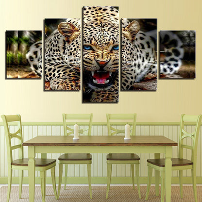 Ferocious blue Eyed Leopard - Canvas Wall Art Painting