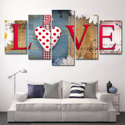 Heart Shaped Letters LOVE - Canvas Wall Art Painting