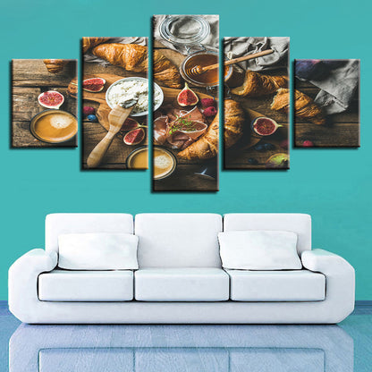 Honey Croissant with Fig Coffee - Canvas Wall Art Painting