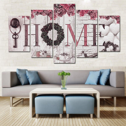 Floral HOME Letters - Canvas Wall Art Painting