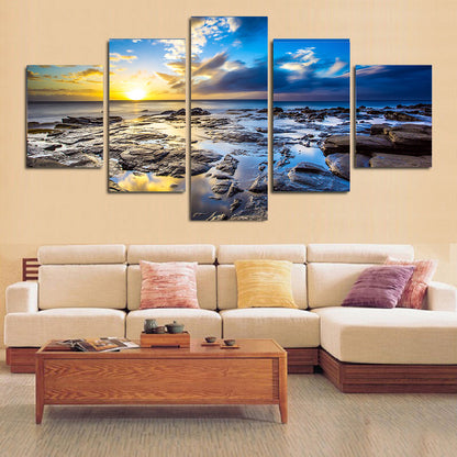 Sunrise Beach Stones - Canvas Wall Art Painting