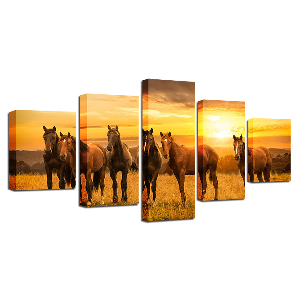 Sunset Horses - Canvas Wall Art Painting