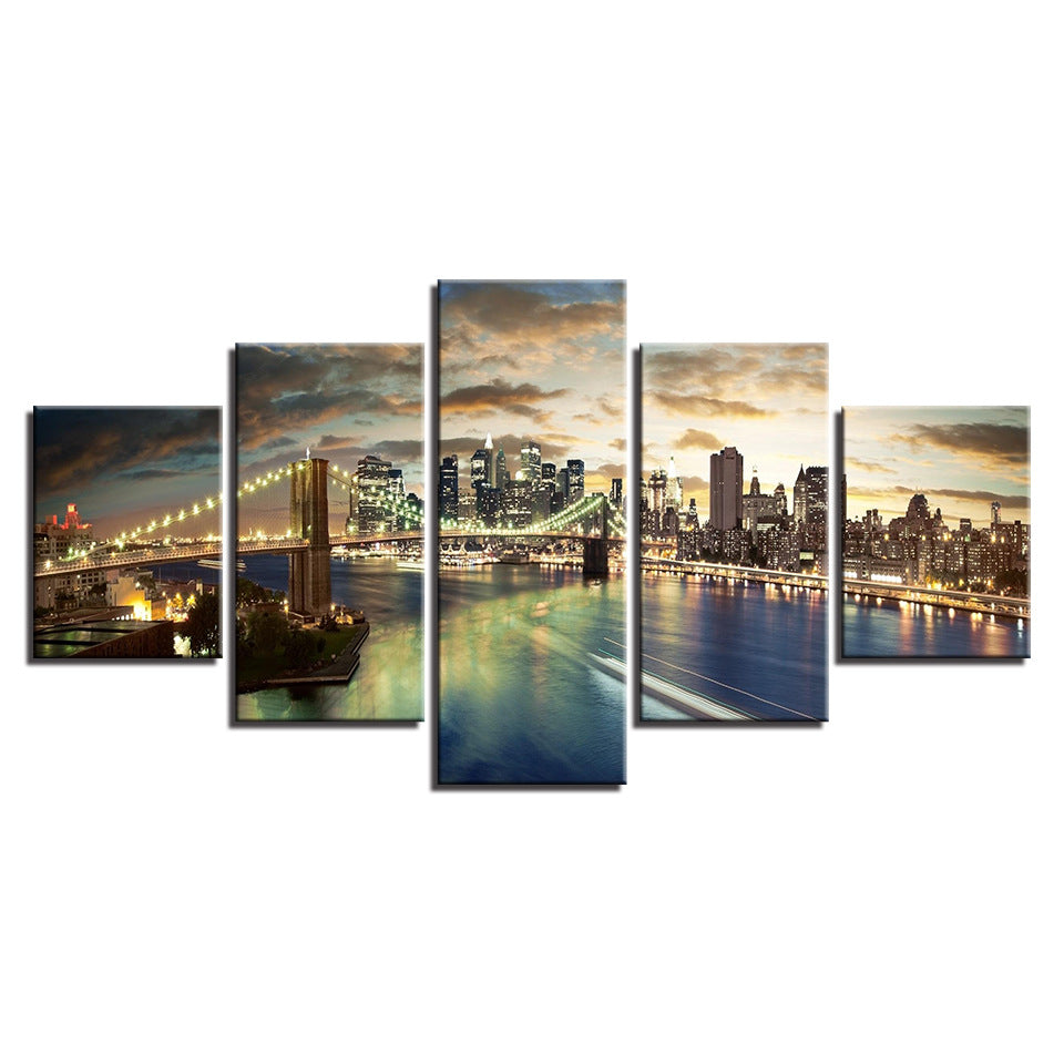 City Bridges at Night - Canvas Wall Art Painting