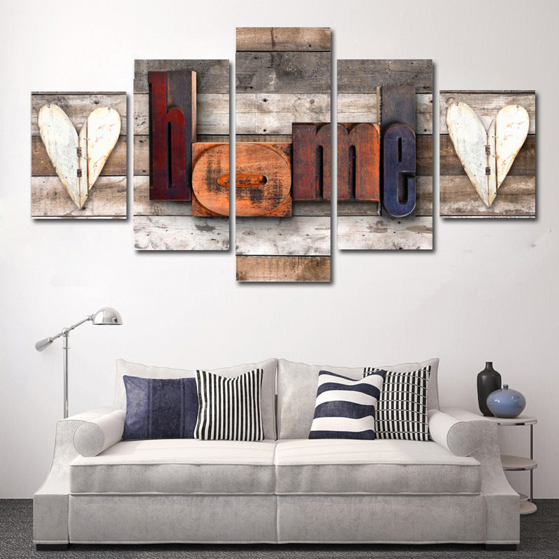 Heart Shaped HOME Letters - Canvas Wall Art Painting