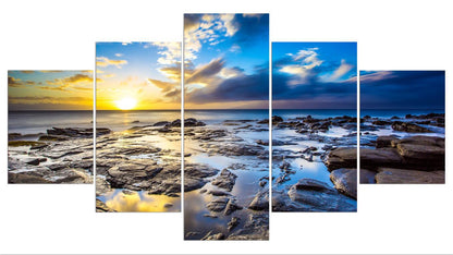 Sunrise Beach Stones - Canvas Wall Art Painting