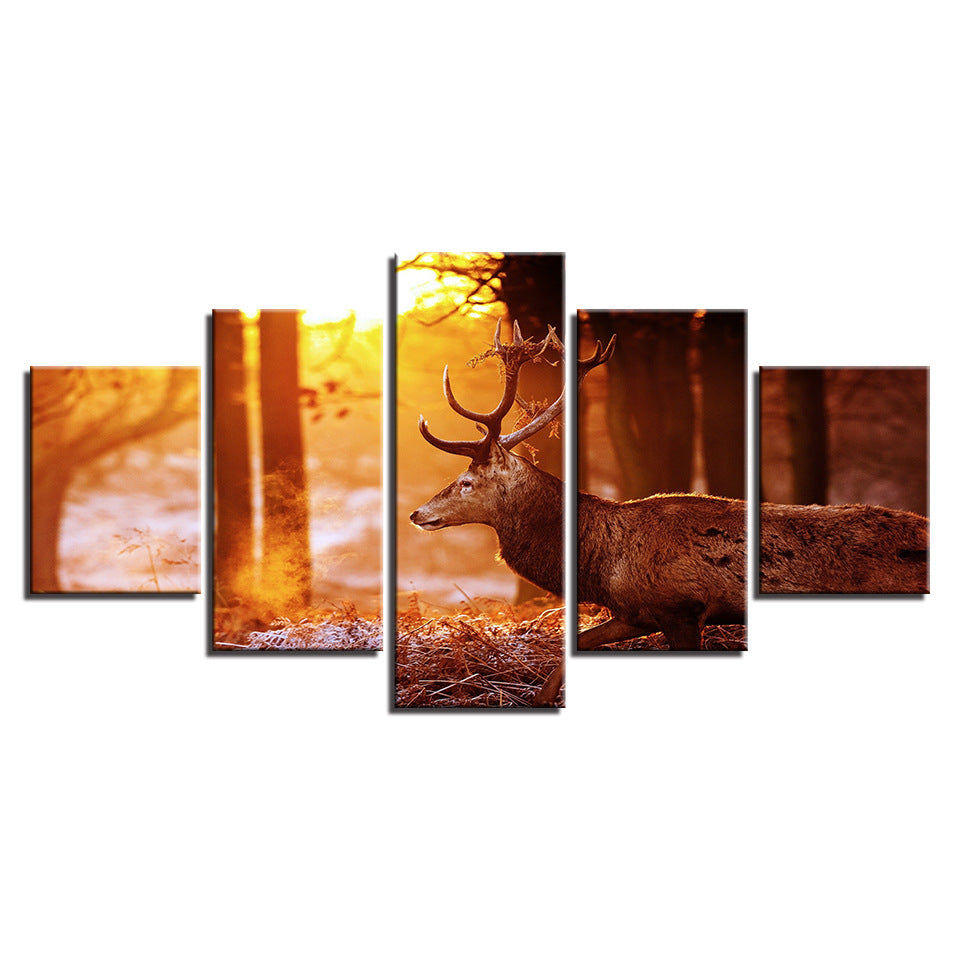 Dusk Forest Elk  - Canvas Wall Art Painting