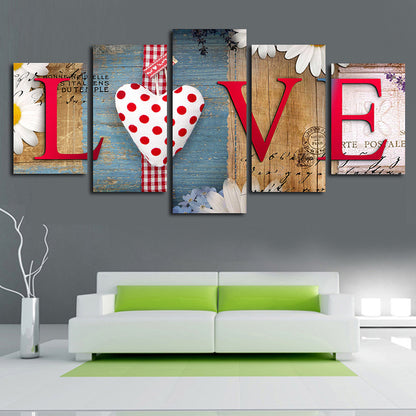 Heart Shaped Letters LOVE - Canvas Wall Art Painting