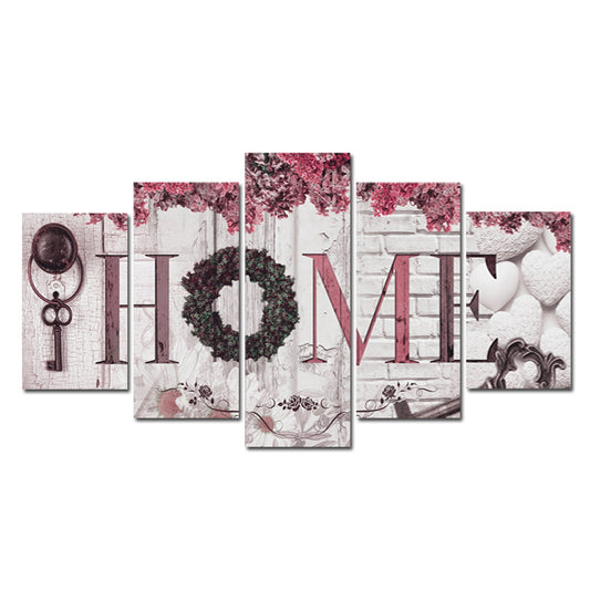 Floral HOME Letters - Canvas Wall Art Painting