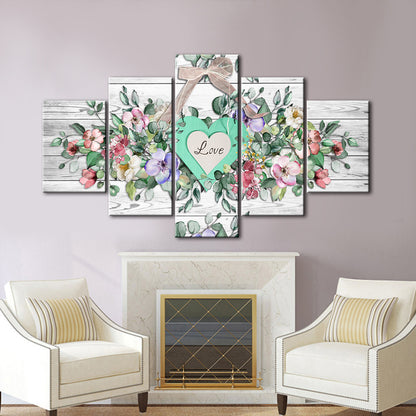 Heart Shaped Flowers - Canvas Wall Art Painting