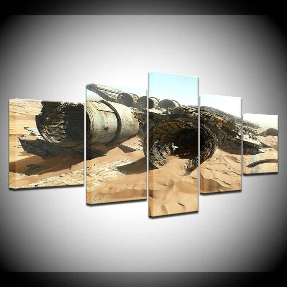 Space Ship in the Desert - Canvas Wall Art Painting