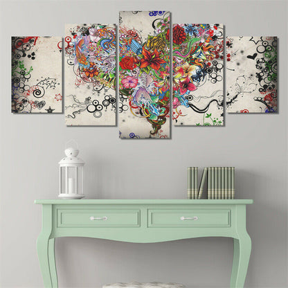 Heart Shaped Flowers - Canvas Wall Art Painting