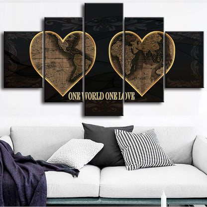 Heart-Shaped Map - Canvas Wall Art Painting