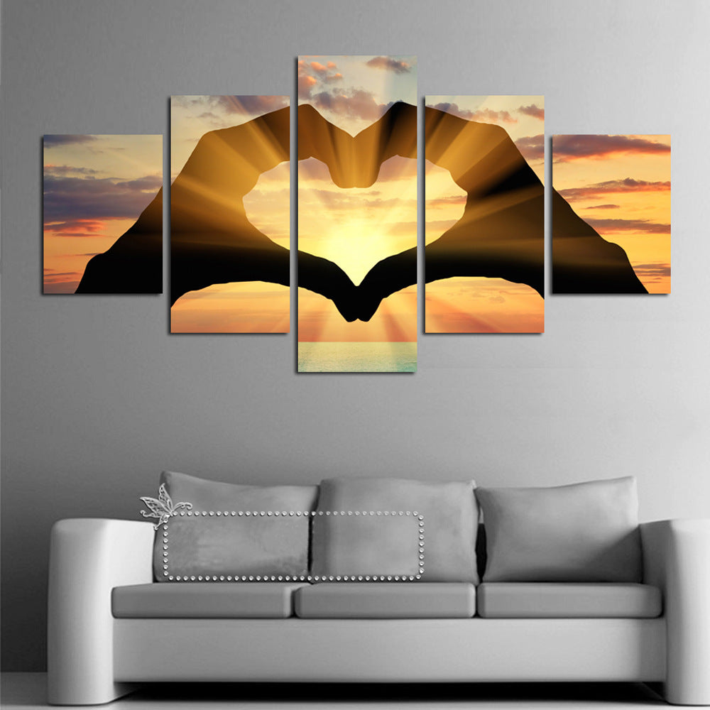 Sunset Hearts Hand Painted - Canvas Wall Art