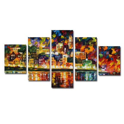 Abstract City Architectural Landscape - Canvas Wall Art Painting