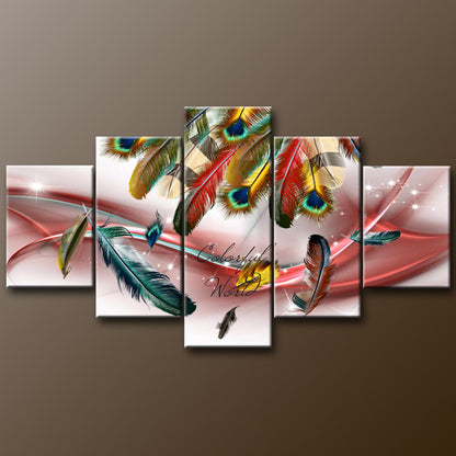 Colorful Abstract Feather - Canvas Wall Art Painting