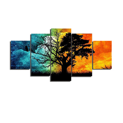 Bipolar Starry Sky with Tree - Canvas Wall Art Painting