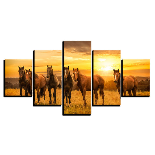 Sunset Horses - Canvas Wall Art Painting