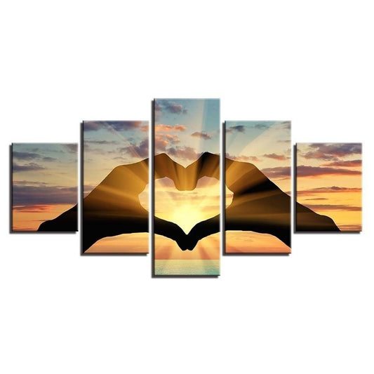 Sunset Hearts Hand Painted - Canvas Wall Art