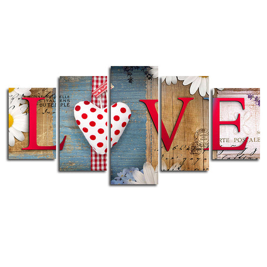 Heart Shaped Letters LOVE - Canvas Wall Art Painting