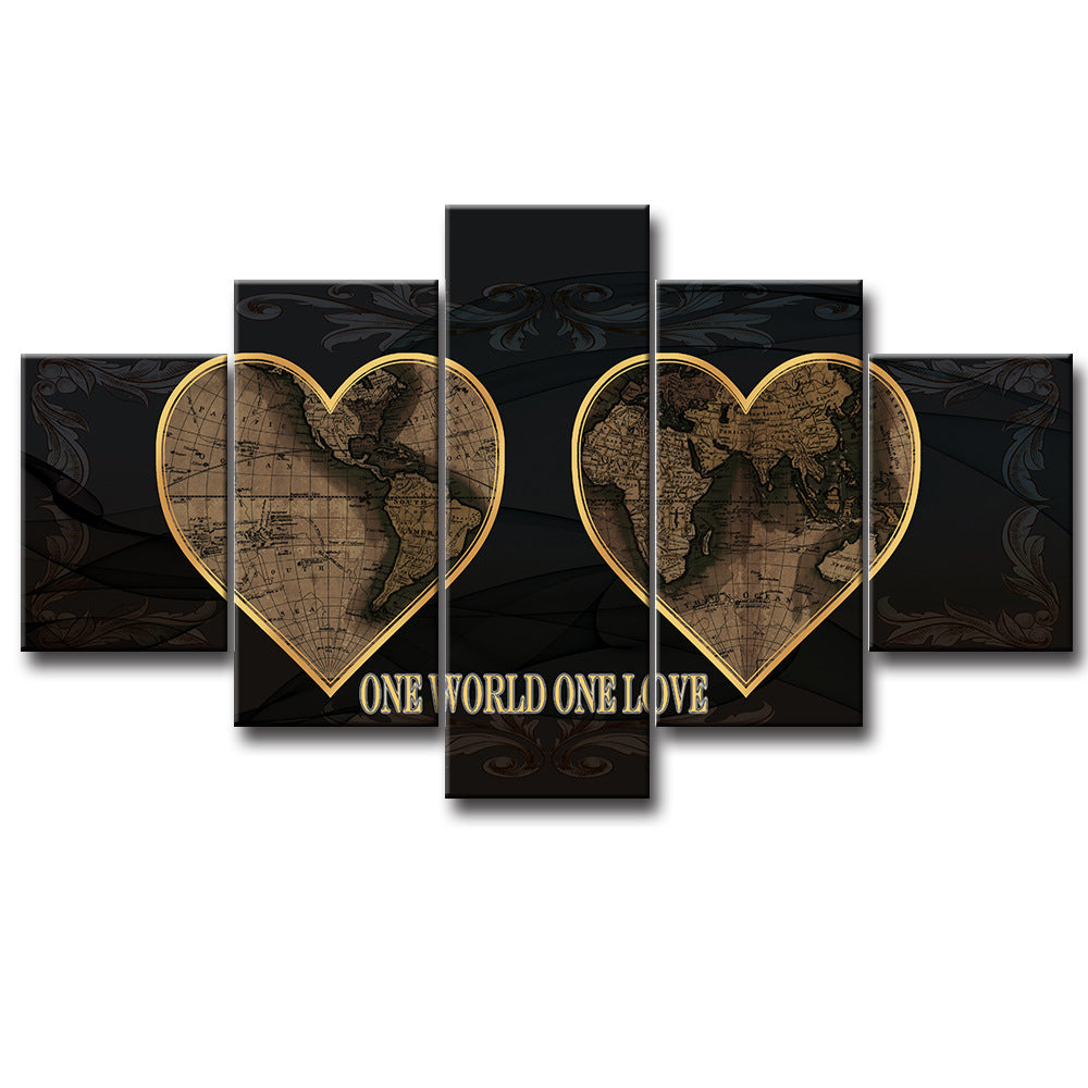 Heart-Shaped Map - Canvas Wall Art Painting