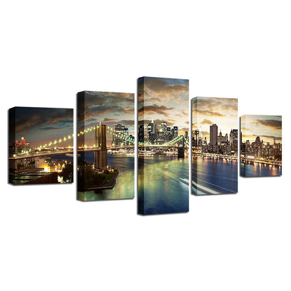 City Bridges at Night - Canvas Wall Art Painting