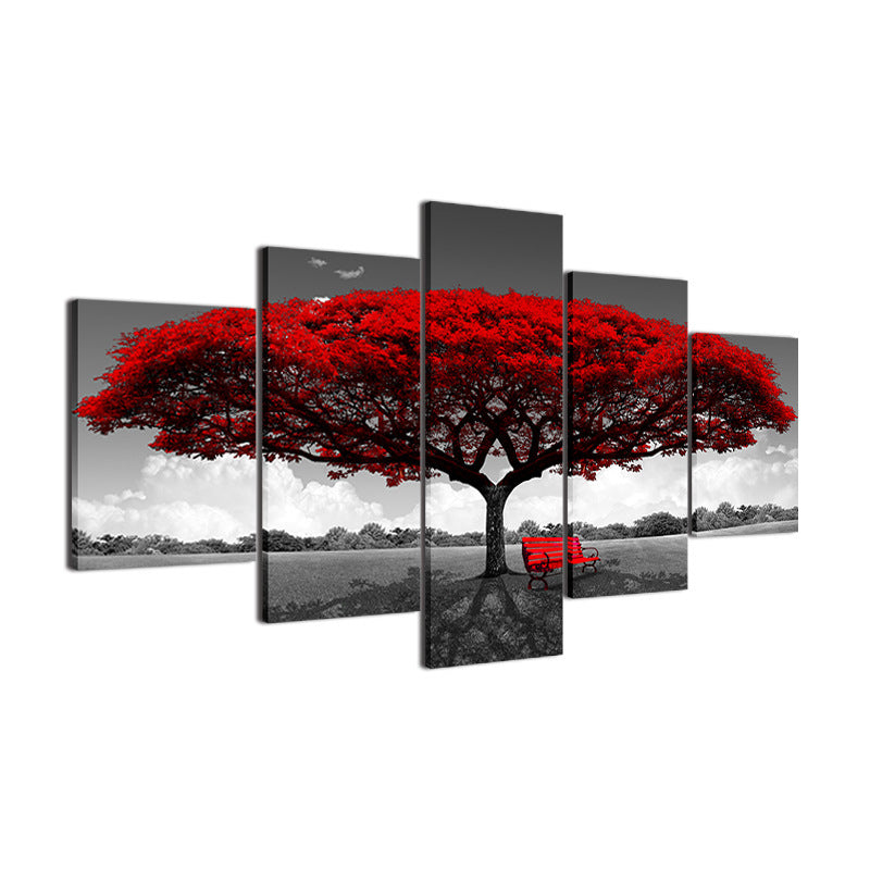 Big Tree with Red Leaves - Canvas Wall Art Painting