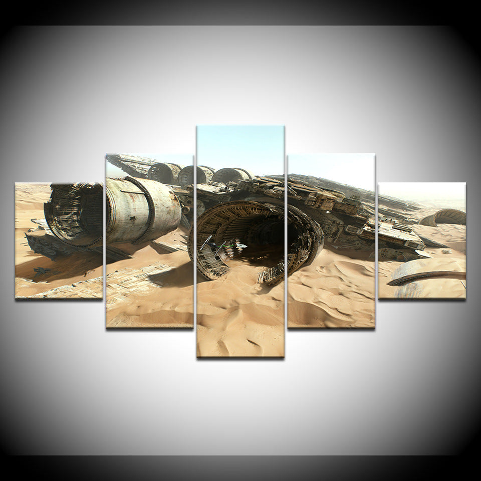 Space Ship in the Desert - Canvas Wall Art Painting