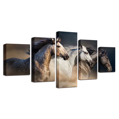 Set of Three Running Horses - Wall Art on Canvas