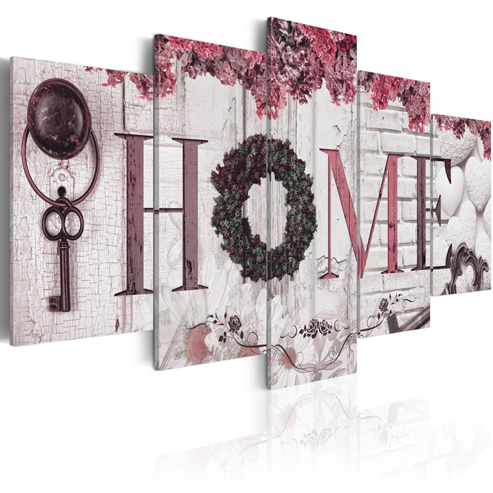 Floral HOME Letters - Canvas Wall Art Painting