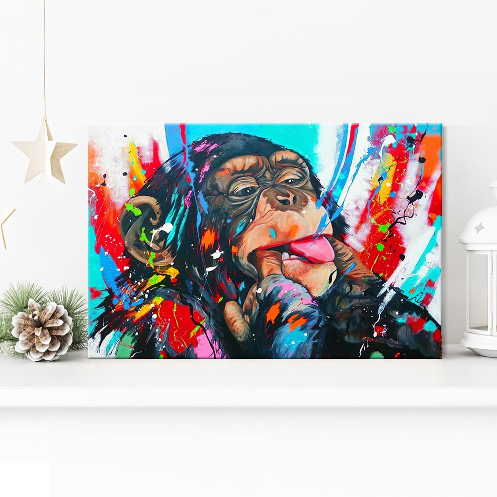 Colorful Orangutan Canvas Art Painting