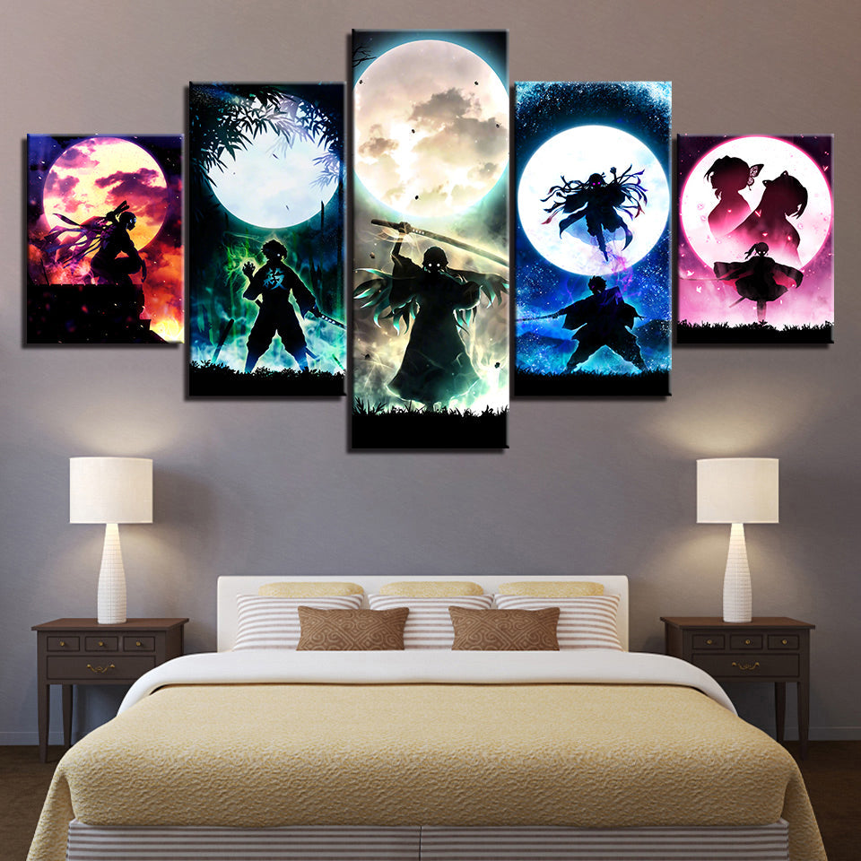 Demon Slayer - 5 Piece Canvas Wall Art Painting - Stunning Anime Inspired Design