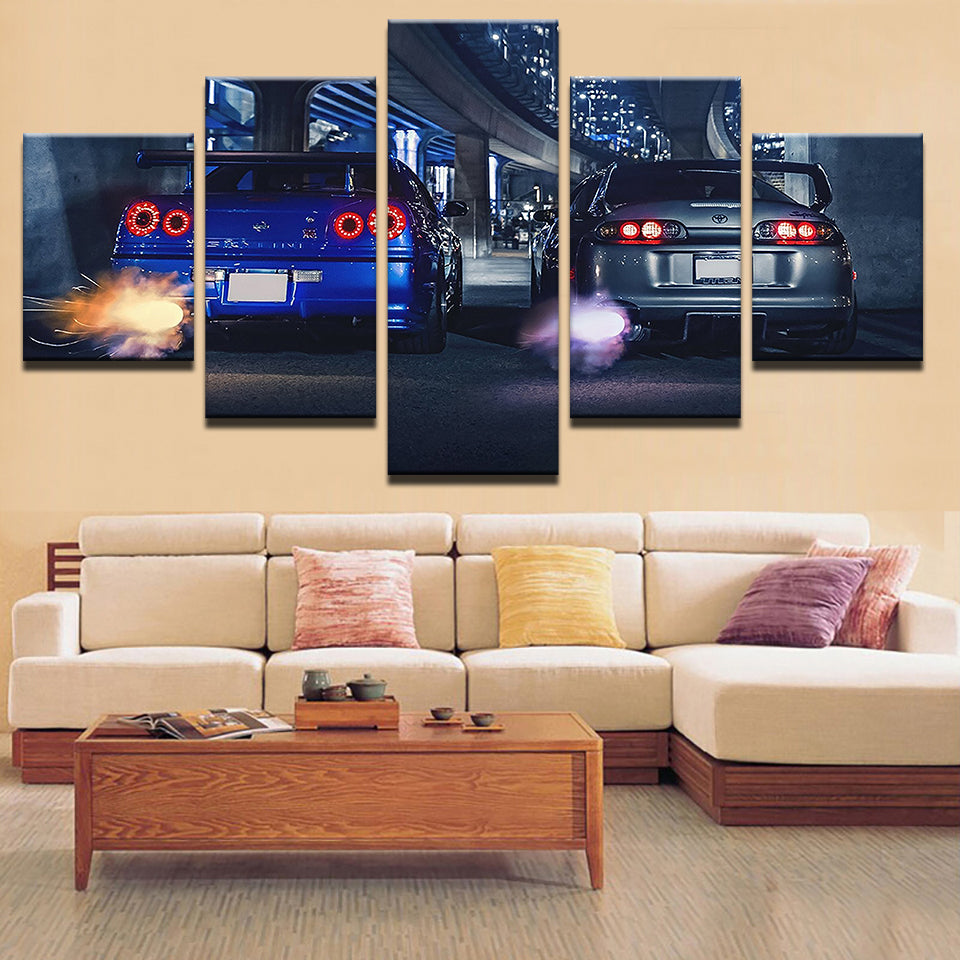 Car Racers 5 Piece - Canvas Wall Art Painting