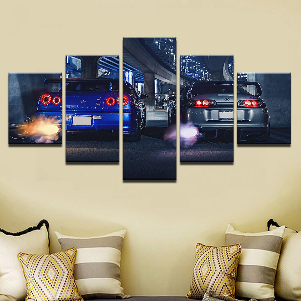 Car Racers 5 Piece - Canvas Wall Art Painting